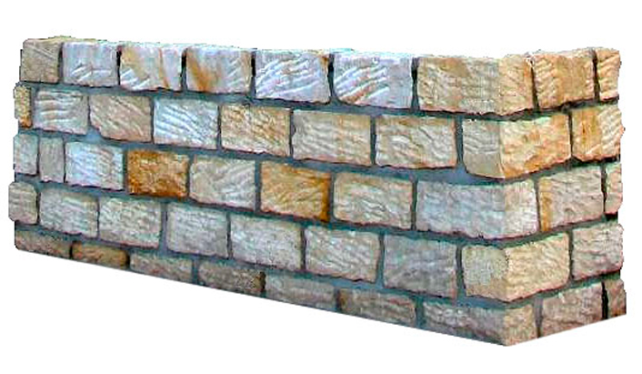 Der gespaltene Mauerstein aus Sandstein